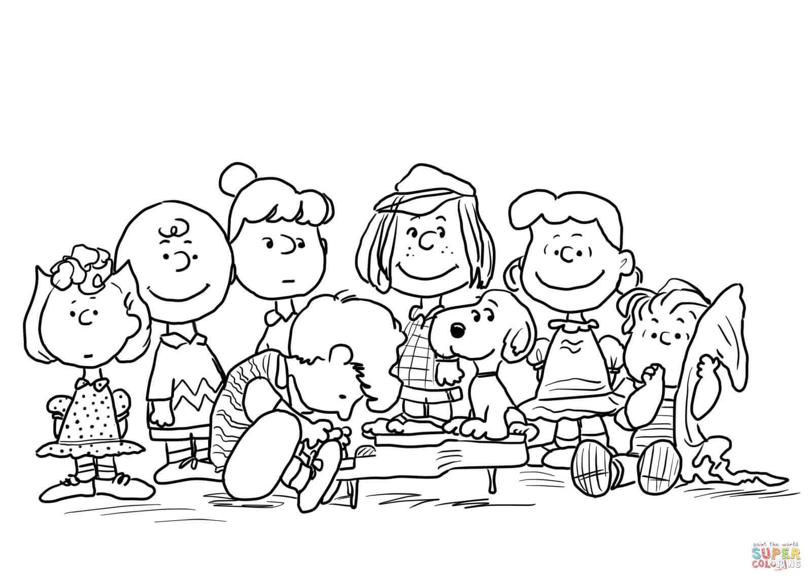 1600x1145 Peanuts Characters Coloring Page Free Printable Coloring Pages