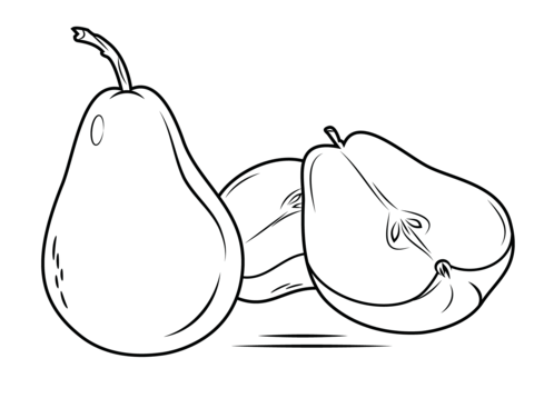 480x358 Whole And Sliced Pear Coloring Page Free Printable Coloring Pages
