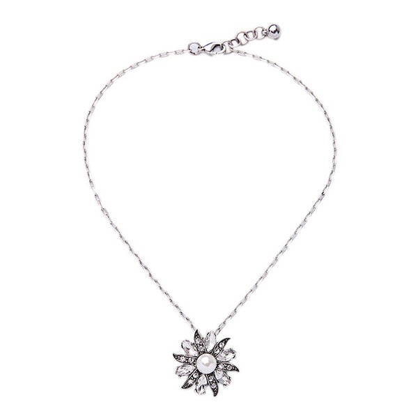 600x600 Wholesale Pearl Crystal Flower Short Dainty Chain Necklace