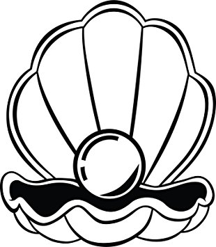 310x355 Pearl In A Shell Sticker Car Windows Bumper Ipad Laptop 17 Cm X 16