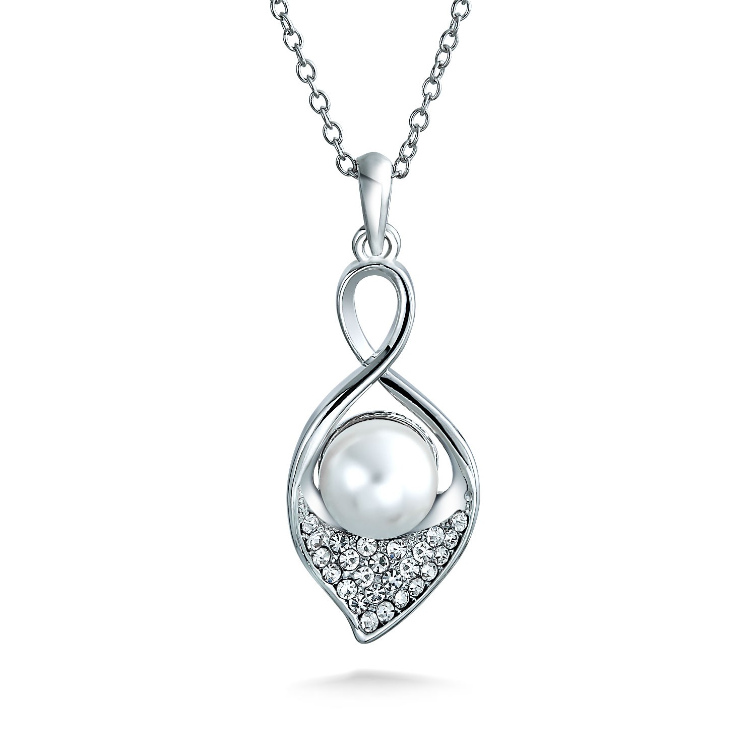 1500x1500 Calla Lily South Sea Shell Pearl Bridal Pendant Necklace