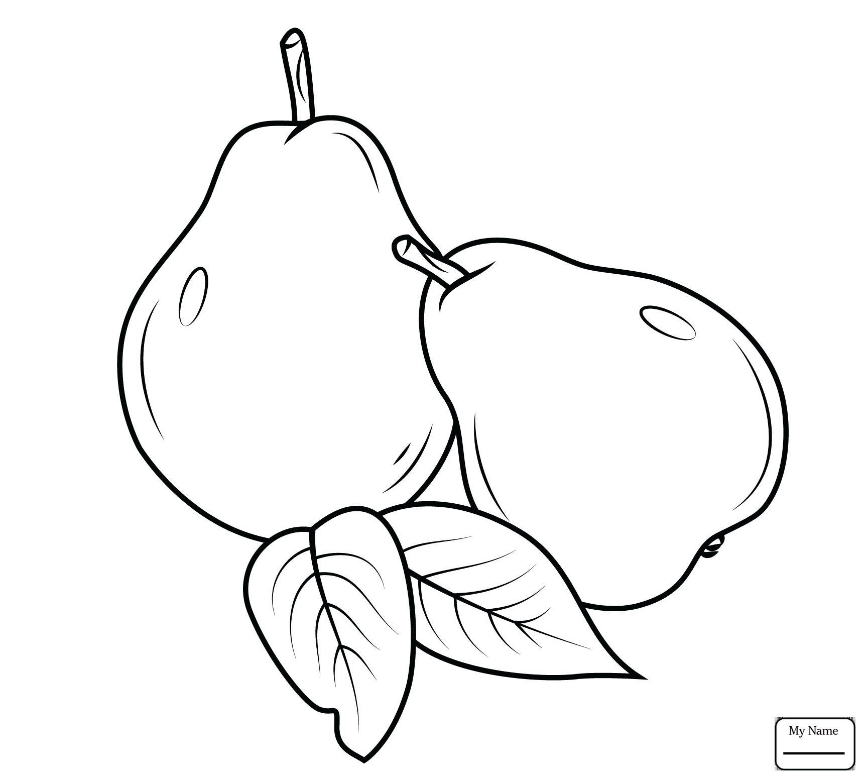 1729x1557 Cartoon Pear Fruits Coloring Pages