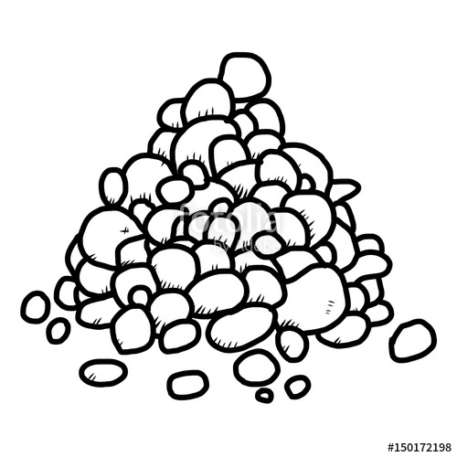 500x500 Pebble Cartoon Vector And Illustration, Black And White, Hand