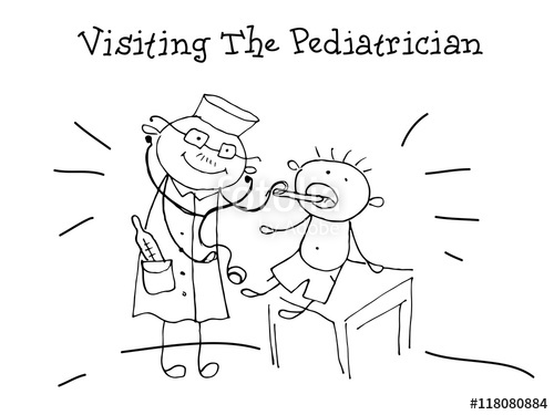 500x375 Visiting The Pediatrician. Kids Health. Graphic Hand Drawn Sketch