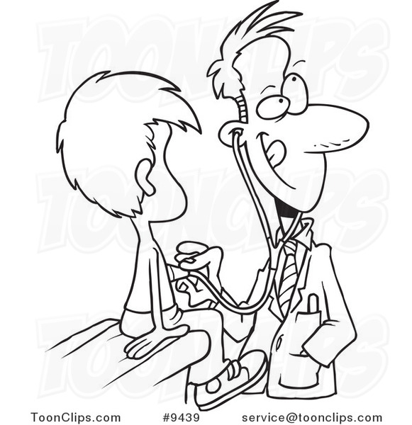581x600 Cartoon Blacknd White Line Drawing Of Pediatrician