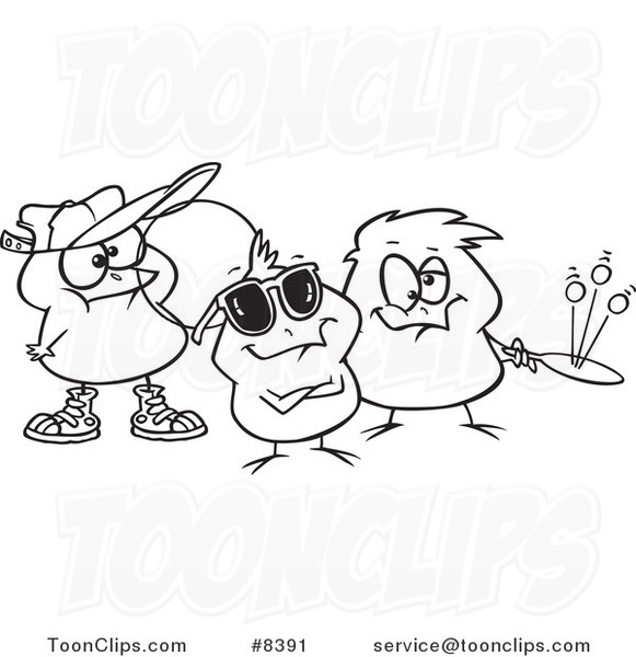 581x600 Cartoon Black And White Line Drawing Of Chick Peeps