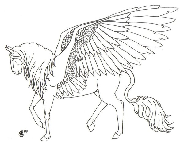 600x480 Pegasus Lineart By Equinelineart