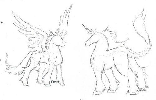 502x322 Pegasus And Unicorn Sketch By Whitegryphon