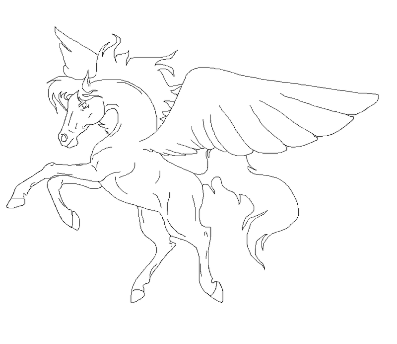800x692 Flying Pegasus Lineart By 3naito3