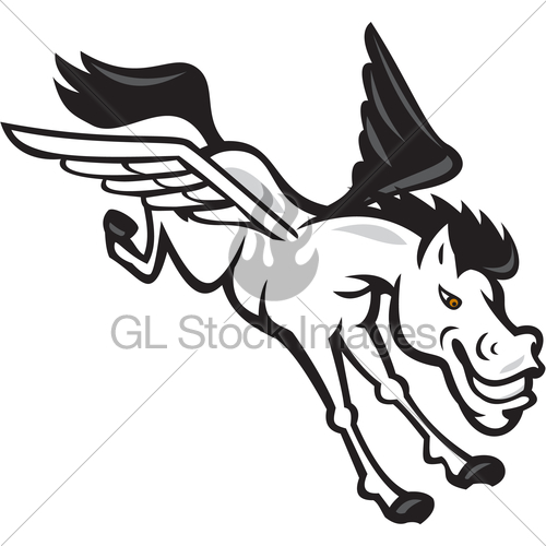 500x500 Pegasus Flying Horse Cartoon Gl Stock Images