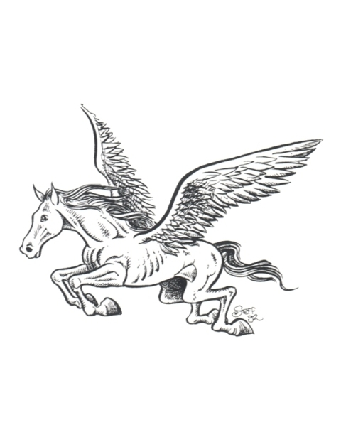 480x622 Simple Flying Pegasus Tattoo Drawing