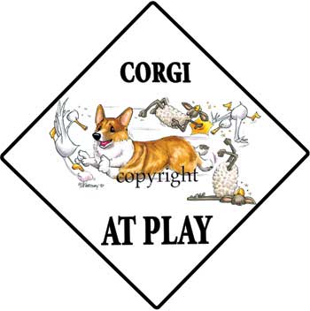 350x352 Corgi Pembroke At Play Sign 1