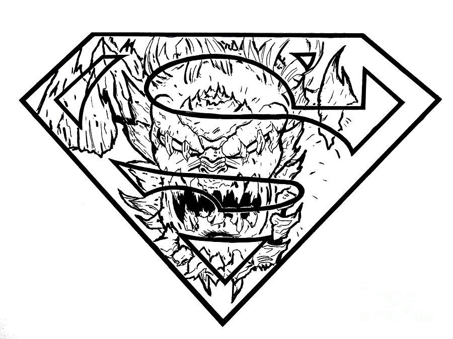 900x674 Superman And Doomsday Pen And Ink Drawing By Justin Moore