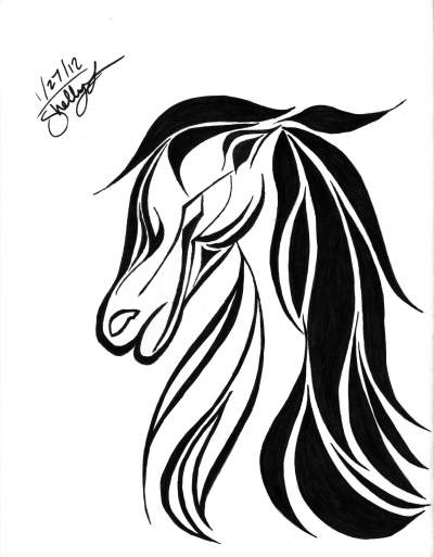 400x513 Tribal Horse Teen Pen Amp Ink About Animals, Black, White, Sharpie