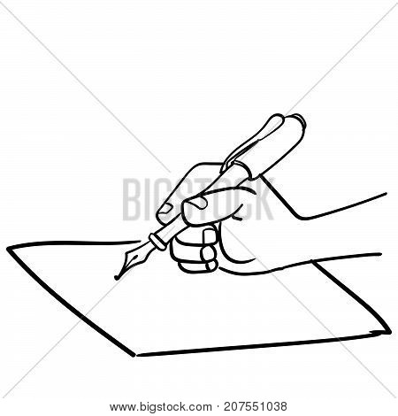 450x470 Cartoon Hand Writing Pen His Hand Vector Amp Photo Bigstock