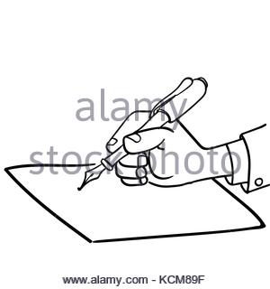 300x320 Cartoon Hand Writing With A Pen In His Hand, Close Up A Hand