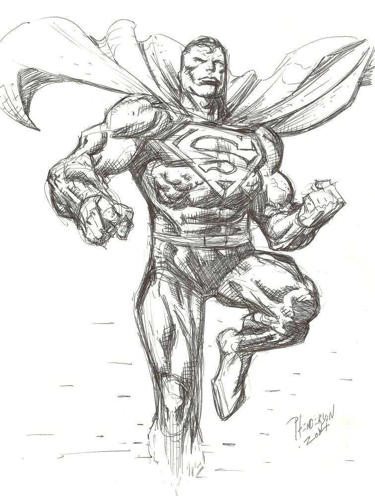 756x1000 Superman Pen Drawing By Dogsoldierr