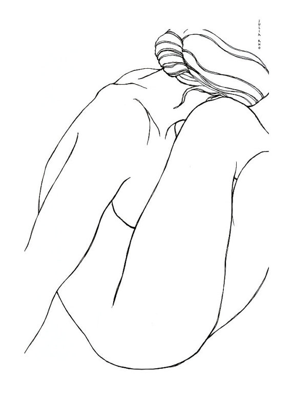 570x774 Woman Body, Simple Beauty, Line Drawing With Pen In A3 Size