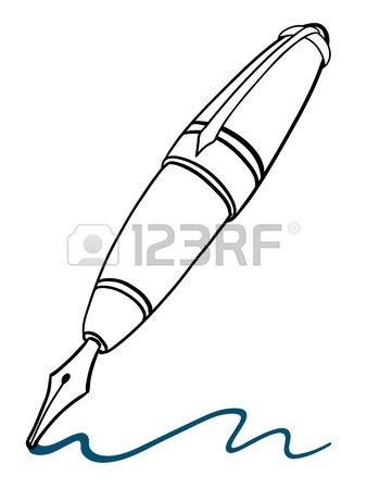 338x450 Doodle Illustration Of A Classic Fountain Pen With A Gold Metallic