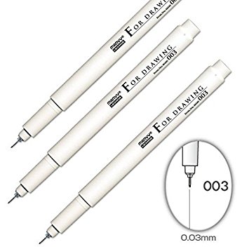 355x355 Pigment Black Ink Fine Line Drawing Pens. 0.05mm. Super Fine.pack