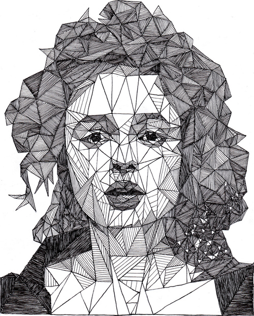 500x621 Geometric Portrait Art Portraits, Drawings