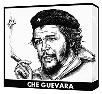 355x327 Che Guevara Portrait Canvas Pen And Ink Painting Print With Wooden