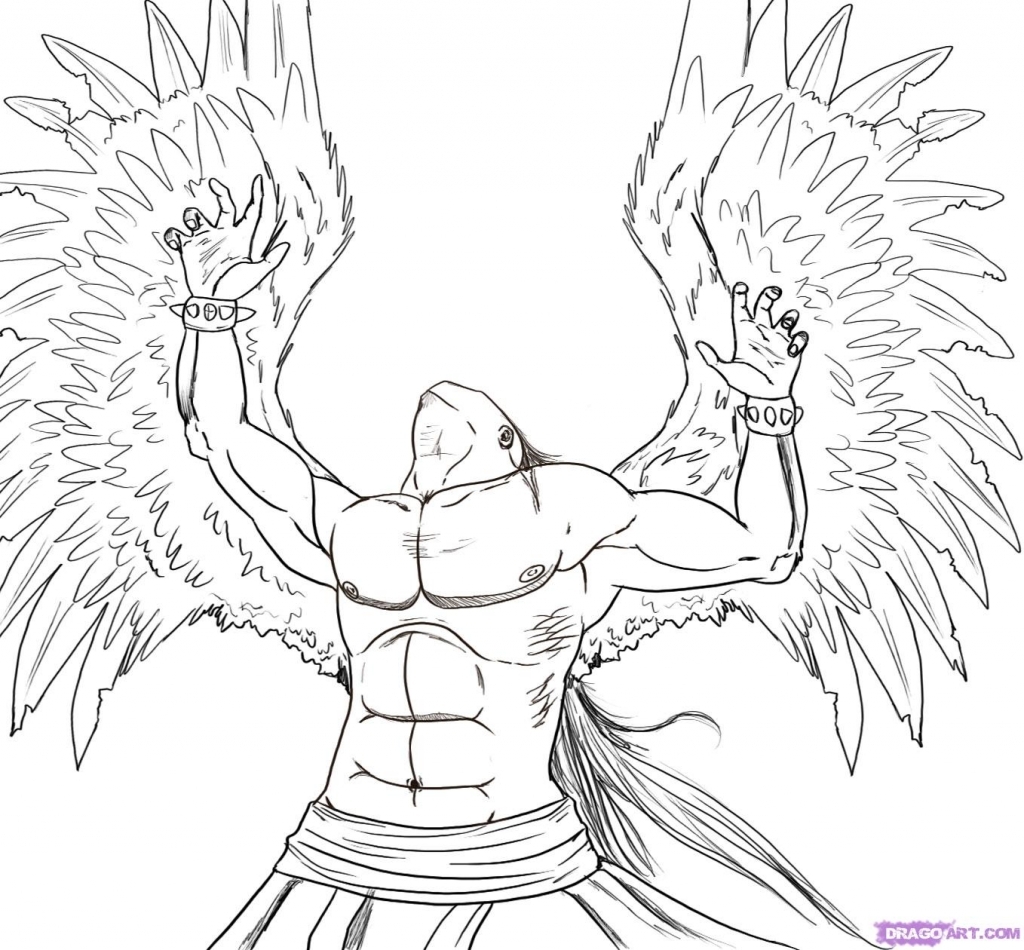 1024x950 Drawing Of Angels Draw Michael The Fallen Angel Step Step Drawing