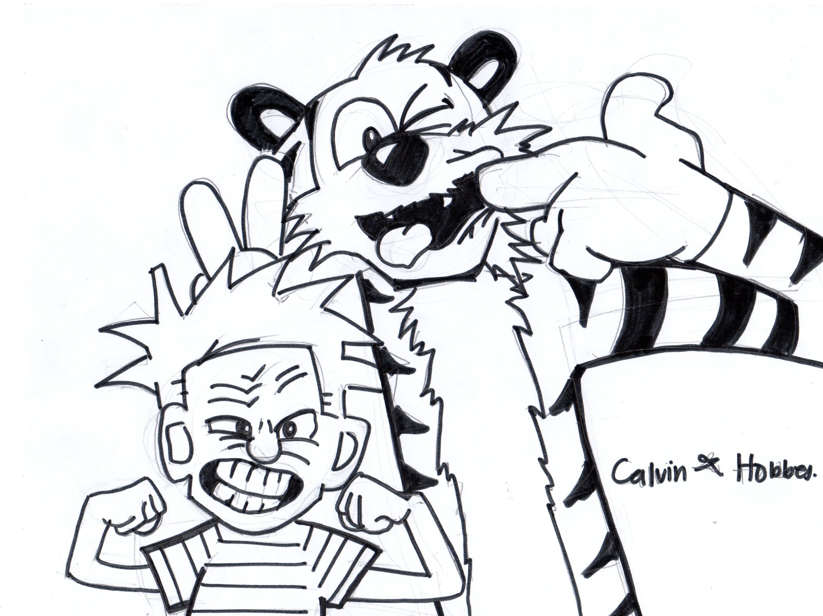 3336x2496 Calvin And Hobbes (Cartoon Sketch) Jesse Talks