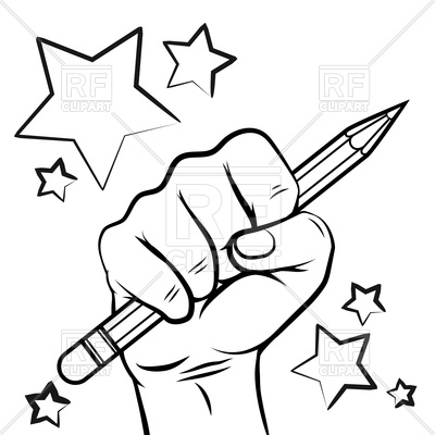 400x400 School Sketch With Hand Pencil And Stars Royalty Free Vector Clip