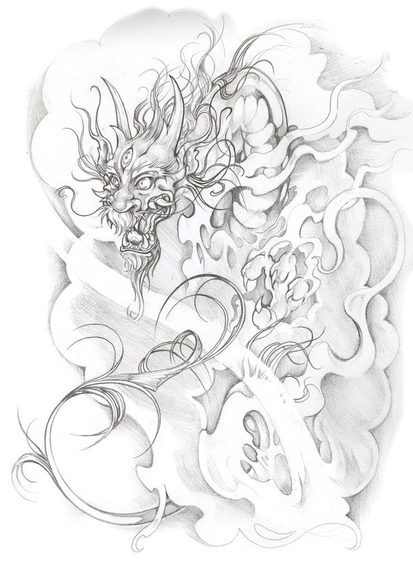 600x824 Dragon And Clouds By Pallat