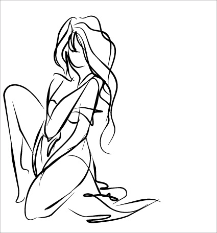 425x456 Elements Of Sexy Girl Pencil Sketch Vector Free Vector