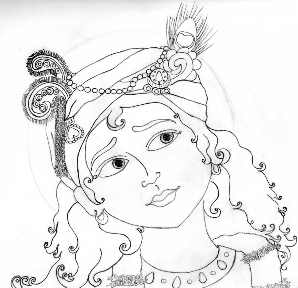 1024x991 Baby Krishna Face Drawing Easy And Beautiful Pencil Drawings