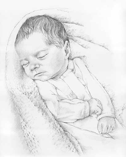409x510 Baby Pencil Portrait Drawing