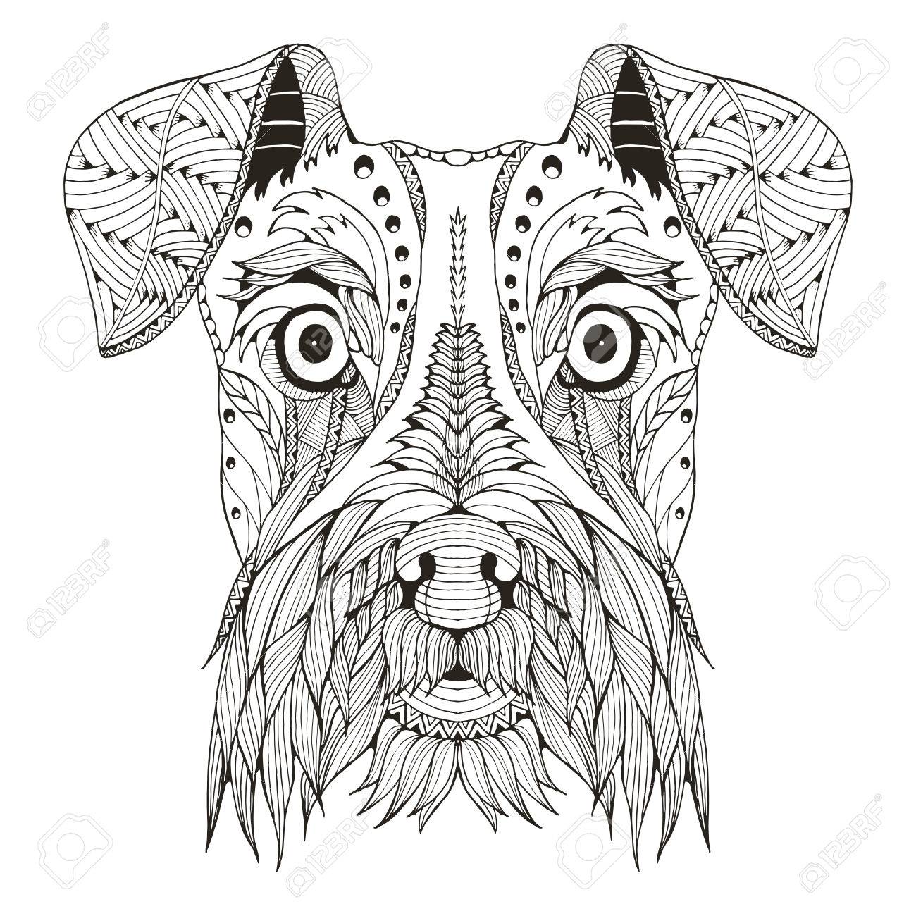 1300x1300 Schnauzer Dog Head Zentangle Stylized, Vector, Illustration