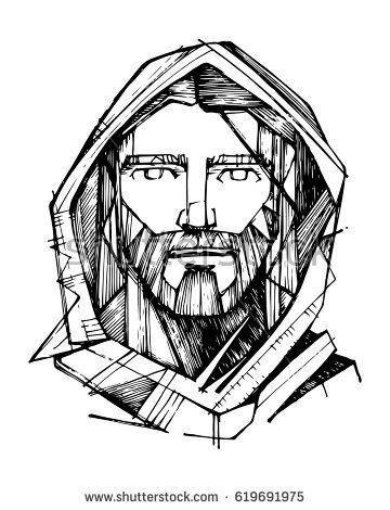 360x470 Hand Drawn Vector Illustration Or Drawing Of Jesus Christ Face