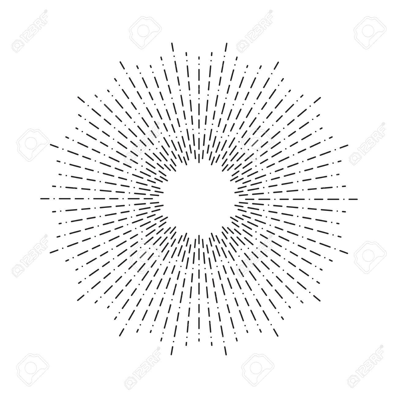 1300x1300 Burst Of Sun Rays In Hipster Line Style. Vector Graphic Lines