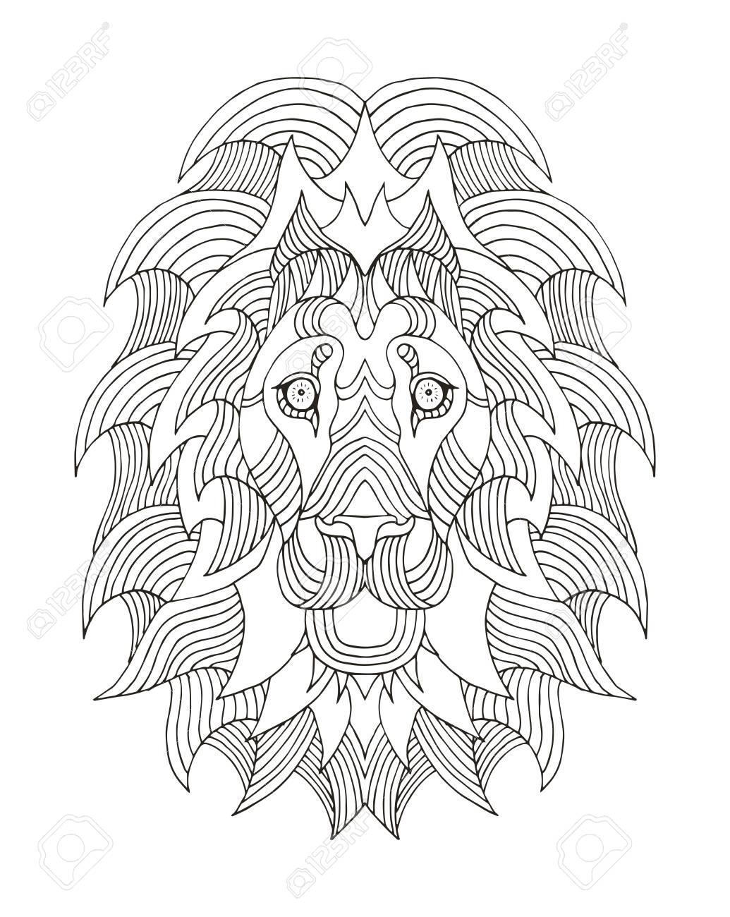 1035x1300 Lion Head Zentangle Stylized, Vector, Illustration, Freehand
