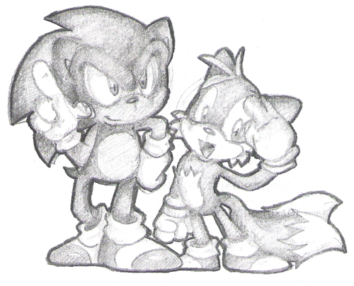 500x403 Sonic N Tails Pencil Shading By Purp1edragon