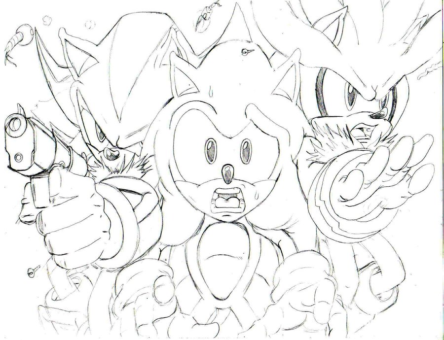 900x690 Sonic Shadow And Silver Pencil By Trunks24