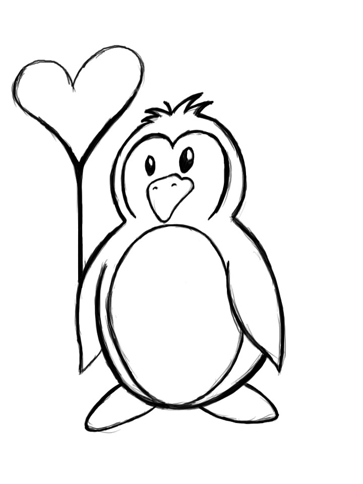 720x960 Penguin Outline By On @ Yudu