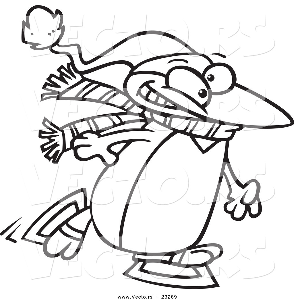 1024x1044 Cartoon Vector Of Cartoon Winter Penguin Ice Skating