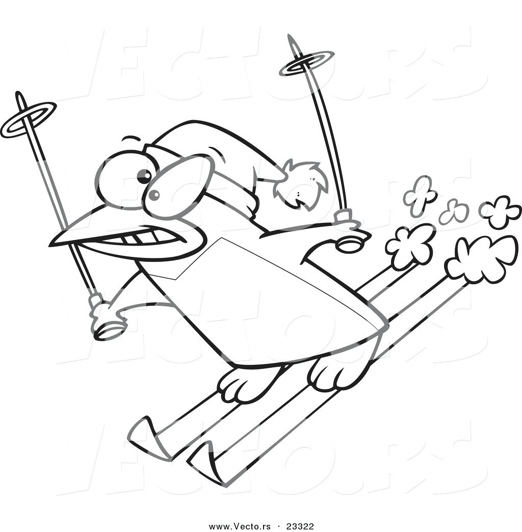1024x1044 Cartoon Vector Of Ski Penguin Coloring Page Outline Picture