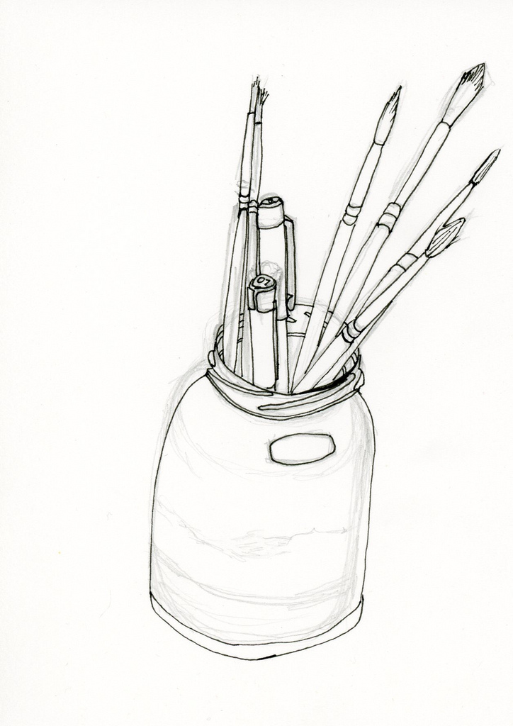 724x1024 Jar Of Pens And Paint Brushes Jar Of Pens And Paint