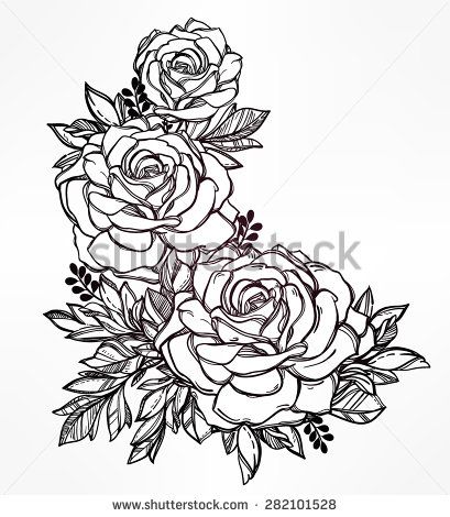 409x470 Collection Of Flowers Tattoo Sketch