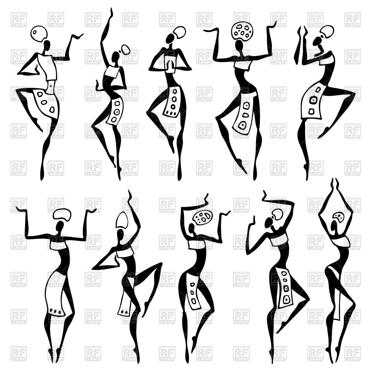 1200x1200 Abstract African Dancing Women In Ethnic Style Royalty Free Vector