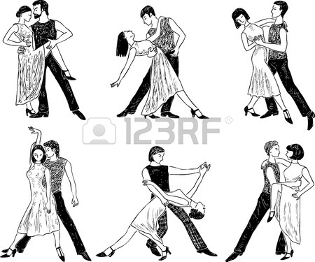 450x375 Sketches Of The Dancing Couples Of The Young People Royalty Free