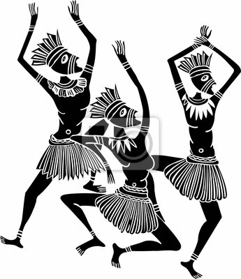 345x400 Wall Mural Dancing Wild African Native People With Traditional