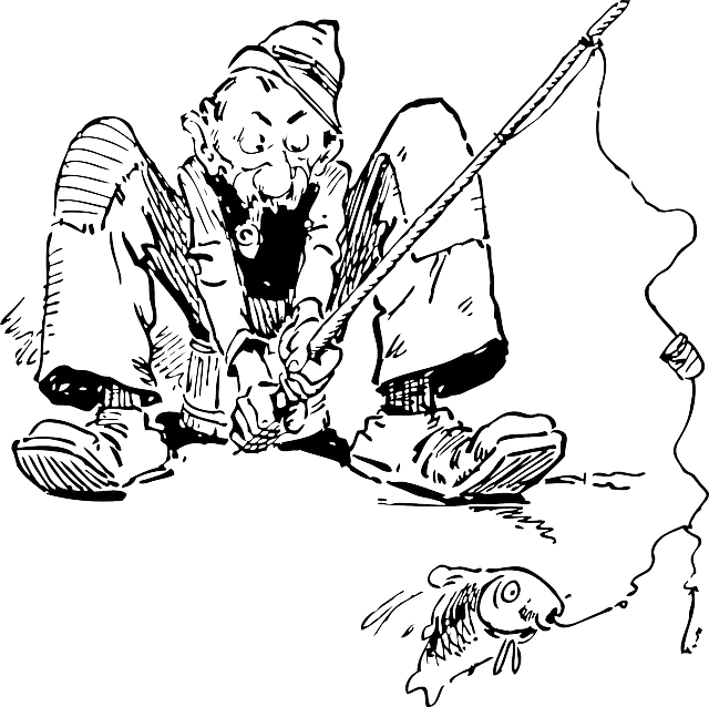 640x638 Old, Outline, Drawing, People, Man, Cartoon, Fish, Free