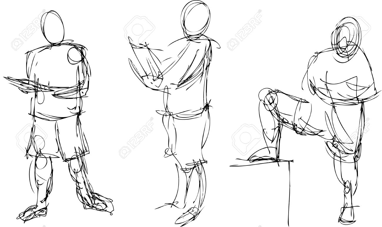 1300x771 Gestural Drawings Of The Human Figure In Action Royalty Free