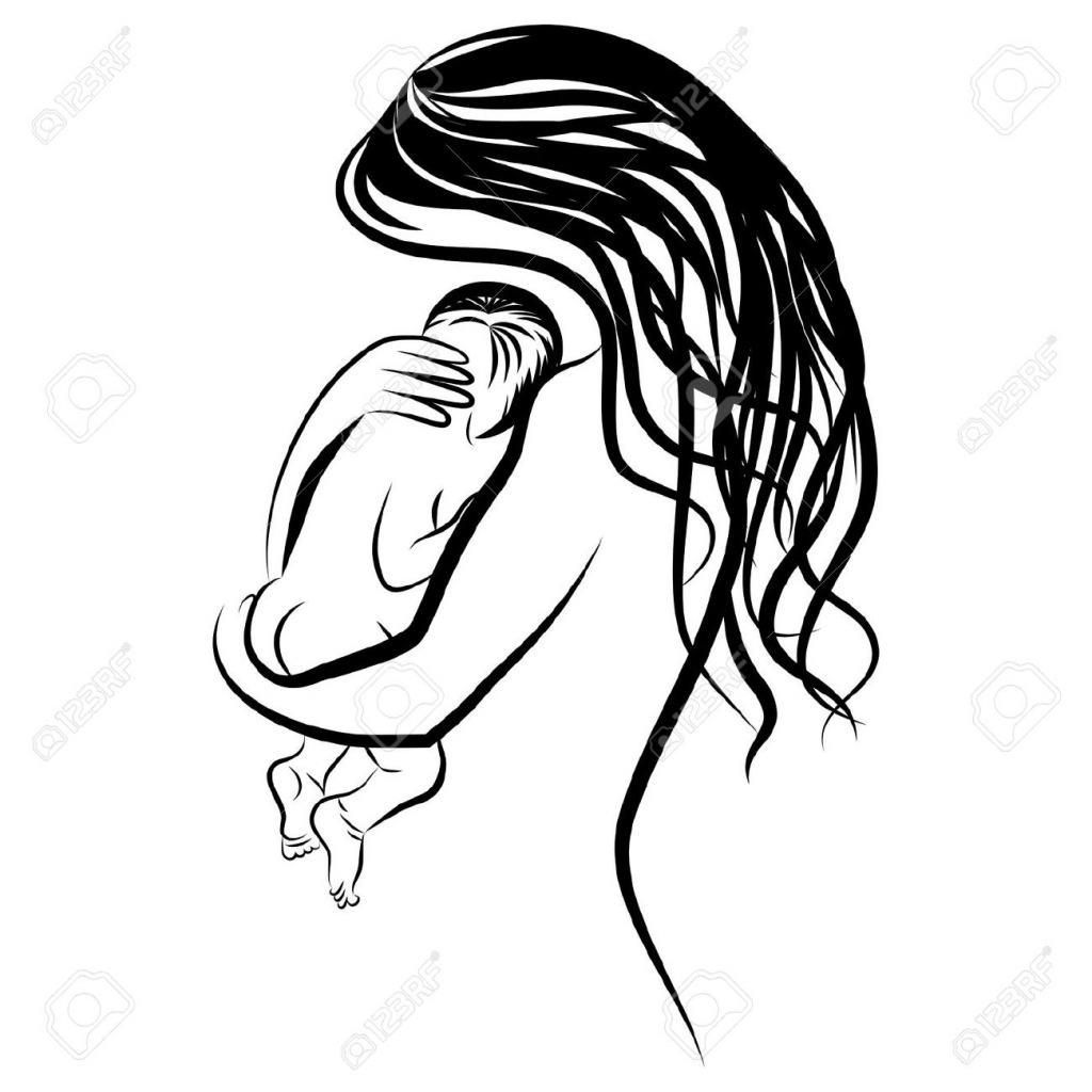 1024x1024 Black And White Drawings Of People In Love Mother And Ba Symbol